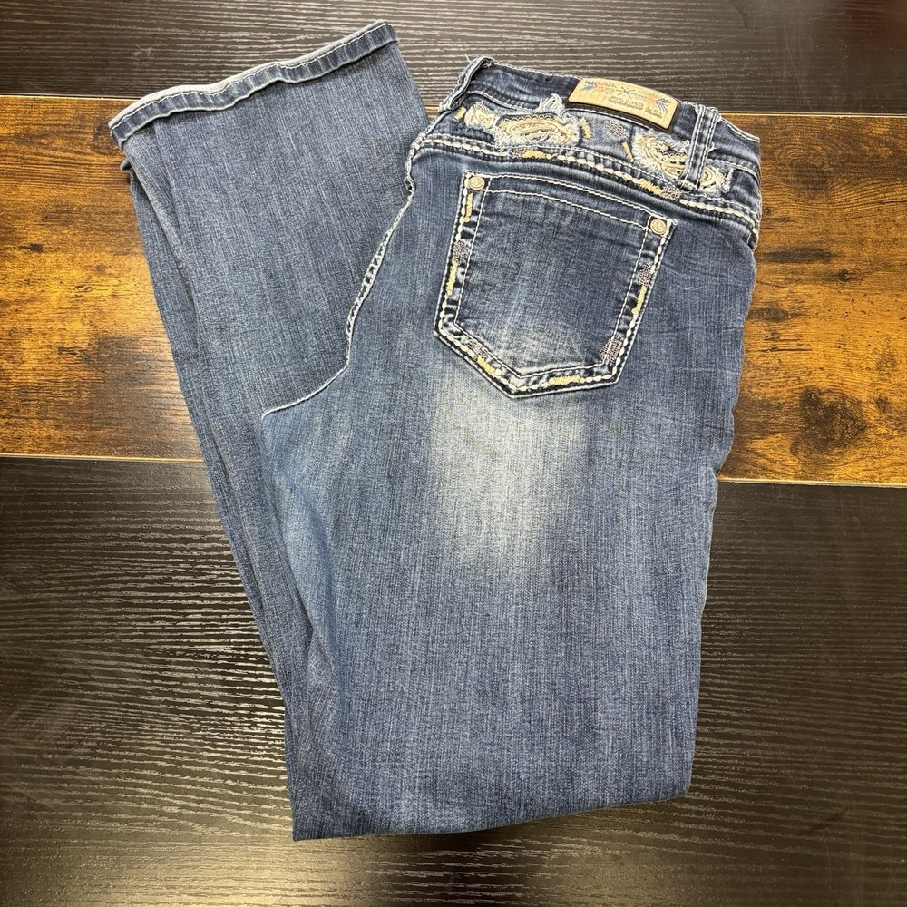 Grace In L.A. Womens Easy Fit Jeans Size 34 Blue Embroideried Western Cowgirl - Picture 1 of 11